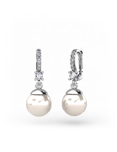 PENDIENTES ORO DIAMANTES 0,30 CT PERLA RED