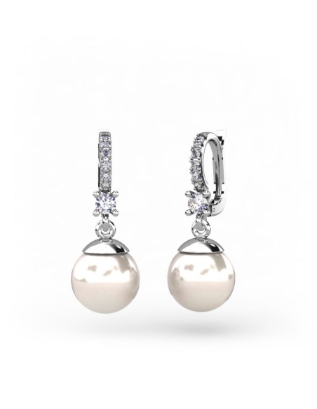 PENDIENTES ORO DIAMANTES 0,30 CT PERLA RED