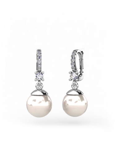 PENDIENTES ORO DIAMANTES 0,30 CT PERLA AUSTRALIANA
