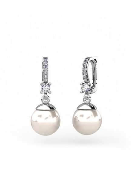 PENDIENTES ORO DIAMANTES 0,30 CT PERLA AUSTRALIANA