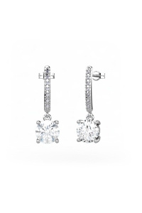 PENDIENTES ORO DIAMANTES 0,09 CT TOPACIO BLANCO