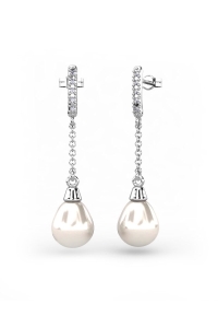 PENDIENTES ORO DIAMANTES 0,06 CT PERLA DROP