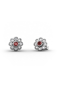 PENDIENTES EPOQUE DE ORO DIAMANTE DE 0,13 CT Y RUBI