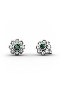 PENDIENTES EPOQUE DE ORO DIAMANTE DE 0,20 CT Y ESMERALDA