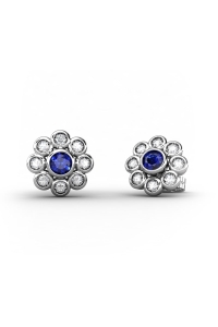 PENDIENTES EPOQUE DE ORO DIAMANTE DE 0,26 CT Y ZAFIRO