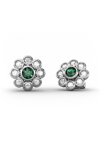PENDIENTES EPOQUE DE ORO DIAMANTE DE 0,50 CT Y ESMERALDA