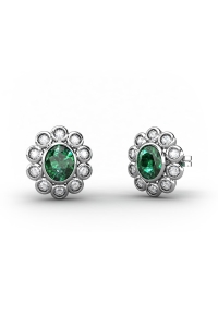 PENDIENTES SISSI DE ORO DIAMANTE DE 0,30 CT Y ESMERALDA...