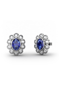 PENDIENTES SISSI DE ORO DIAMANTE DE 0,50 CT Y ZAFIRO OVAL...