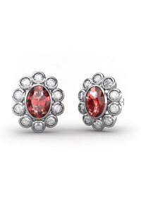 PENDIENTES SISSI DE ORO DIAMANTE DE 0,62 CT Y RUBI OVAL 7X5
