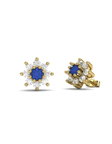 PENDIENTE ORO DIAMANTE 0,75CT Y ZAFIRO