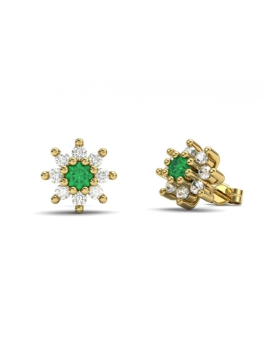 PENDIENTES ORO DIAMANTE 0,40CT Y ESMERALDA