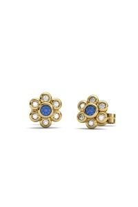 PENDIENTE ORO DIAMANTE 0,08 CT Y ZAFIRO