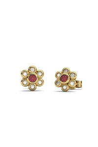 PENDIENTE ORO DIAMANTE 0,08 CT Y RUBI