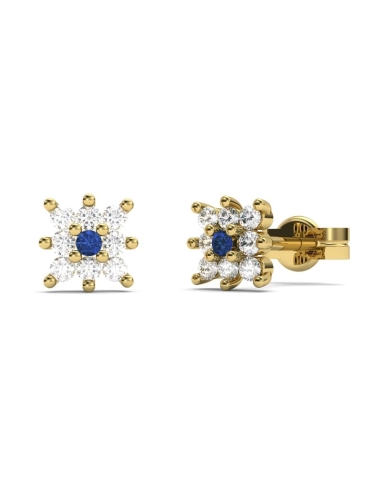 PENDIENTE ORO DIAMANTE 0,10 CT Y ZAFIRO