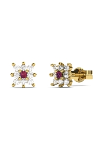 PENDIENTE ORO DIAMANTE 0,10 CT Y RUBI