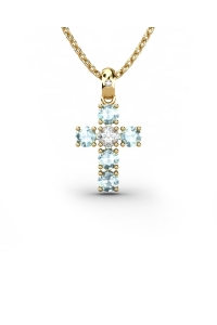 COLGANTE SPIRITUAL CRUZ DE DIAMANTE 0,01 CT Y TOPACIOS...