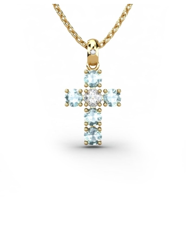COLGANTE SPIRITUAL CRUZ DE DIAMANTE 0,01 CT Y...
