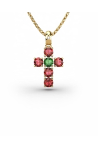 COLGANTE SPIRITUAL CRUZ DE DIAMANTE 0,01 CT Y RUBIES Y...