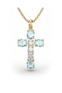 COLGANTE SPIRITUAL CRUZ DE DIAMANTE 0,01 CT Y TOPACIOS...