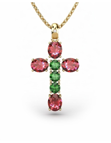 COLGANTE SPIRITUAL CRUZ DE DIAMANTE 0,01 CT Y...