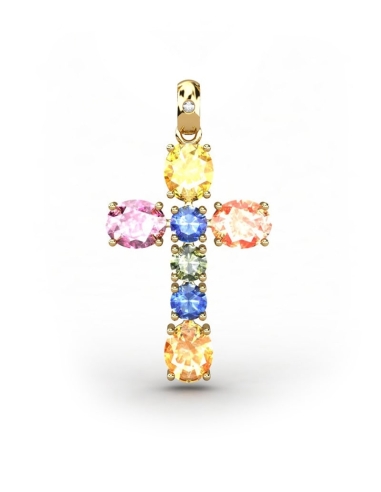 COLGANTE SPIRITUAL CRUZ DE DIAMANTE 0,01 CT Y...
