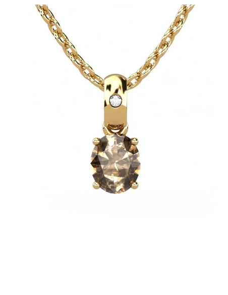 COLGANTE OSIRIS ORO Y DIAMANTE 0,01 CT CUARZO FUMÉ 5X4MM