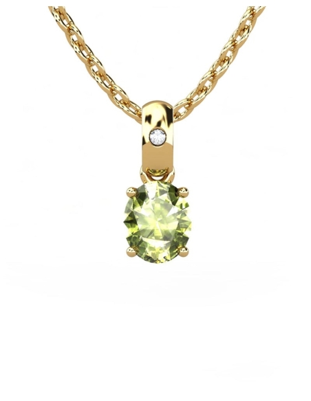 COLGANTE OSIRIS ORO Y DIAMANTE 0,01 CT PERIDOTO 5X4MM