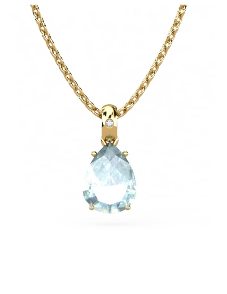 COLGANTE GAIA DE ORO Y DIAMANTES DE 0,01 CT CON PERA FACETADA DE  8X6MM