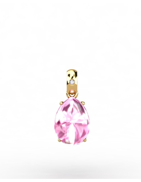 COLGANTE GAIA DE ORO Y DIAMANTES DE 0,01 CT CON PERA CABUJÓN DE TURMALINA 8X6MM