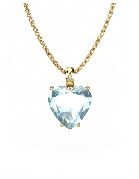 COLGANTE GAIA DE ORO Y DIAMANTES DE 0,01 CT CON CORAZÓN FACETADO DE  9X9MM