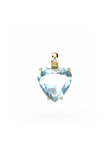 COLGANTE GAIA DE ORO Y DIAMANTES DE 0,01 CT CON CORAZÓN FACETADO DE  9X9MM