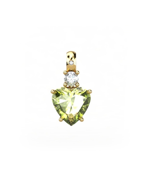 COLGANTE GAIA DE ORO GAIA CON DIAMANTE DE 0,01 CT Y TOPACIO CON CORAZON OLIVINA 8X8MM