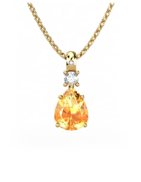 COLGANTE GAIA DE ORO GAIA CON DIAMANTE DE 0,01 CT Y TOPACIO CON PERA CITRINO 9X7MM