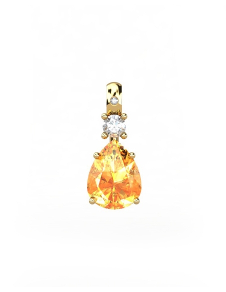 COLGANTE GAIA DE ORO GAIA CON DIAMANTE DE 0,01 CT Y TOPACIO CON PERA CITRINO 9X7MM