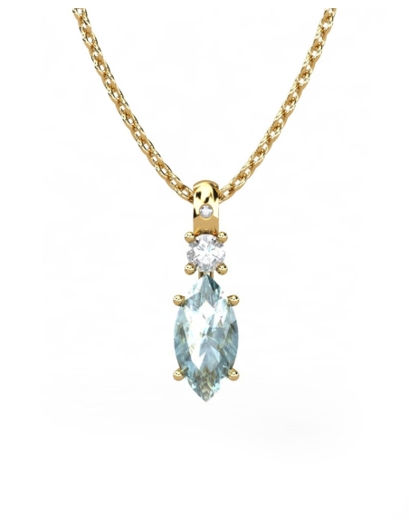 COLGANTE GAIA DE ORO GAIA CON DIAMANTE DE 0,01 CT Y TOPACIO CON MARQUISE  10X5MM