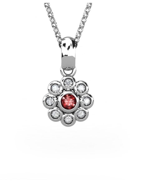 COLGANTE EPOQUE DE ORO DIAMANTE DE 0,06 CT Y RUBI