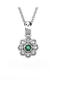 COLGANTE EPOQUE DE ORO DIAMANTE DE 0,06 CT Y ESMERALDA