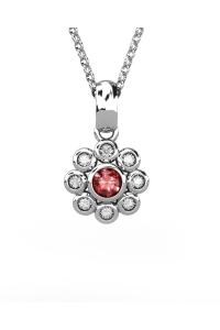 COLGANTE EPOQUE DE ORO DIAMANTE DE 0,10 CT Y RUBI