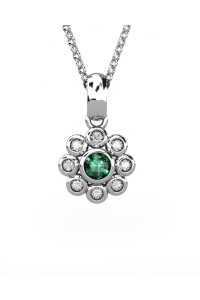 COLGANTE EPOQUE DE ORO DIAMANTE DE 0,10 CT Y ESMERALDA