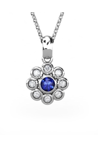 COLGANTE EPOQUE DE ORO DIAMANTE DE 0,13 CT Y ZAFIRO