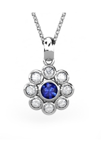 COLGANTE EPOQUE DE ORO DIAMANTE DE 0,25 CT Y ZAFIRO