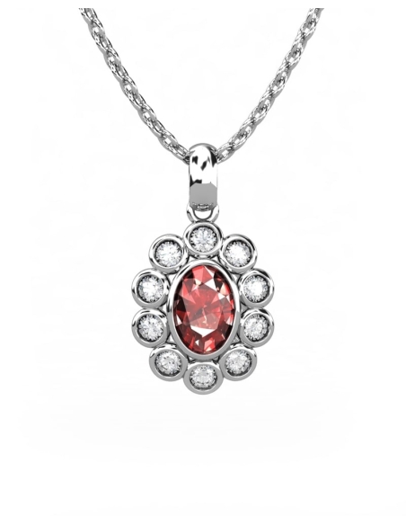 COLGANTE SISSI DE ORO DIAMANTE 0,25 CT RUBI OVAL 6X4