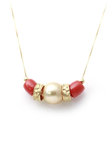GARGANTILLA ORO CORAL + PERLA GOLDEN META