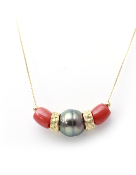 GARGANTILLA ORO CORAL + PERLA TAHITI META