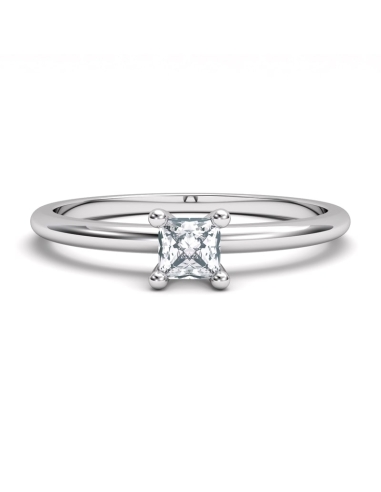 ANILLO SOLITARIO DIAMANTE PRINCESA ORO BTES....