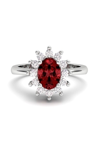 ANILLO ORO DIAMANTE 0,30CT RUBI OVAL 7X5
