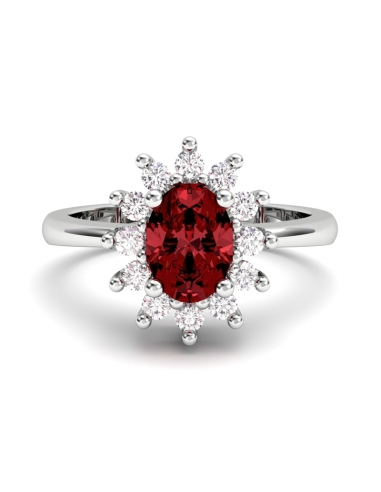 ANILLO ORO DIAMANTE 0,30CT RUBI OVAL 7X5