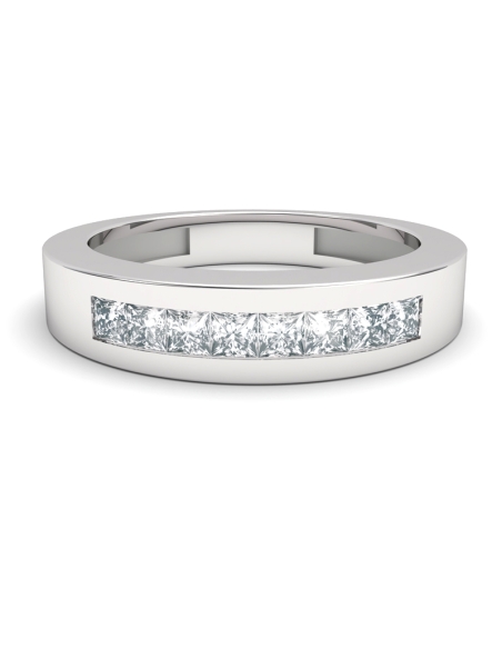 ANILLO MEDIA ALIANZA FLORENCIA DE ORO Y DIAMANTES TALLA PRINCESA ENGASTADOS EN CARRIL DE 0,50 CT