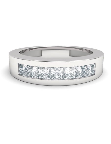 ANILLO MEDIA ALIANZA FLORENCIA DE ORO Y DIAMANTES TALLA PRINCESA ENGASTADOS EN CARRIL DE 0,75 CT