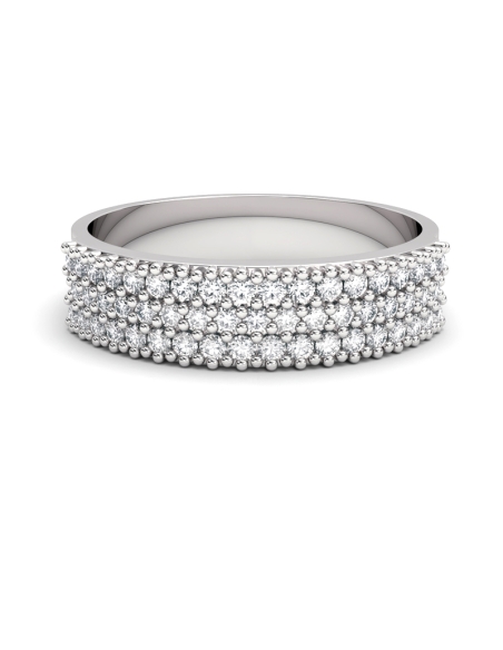 ANILLO MEDIA ALIANZA LUCERNA DE ORO Y TRES BANDAS DE DIAMANTES DE 0,55 CT